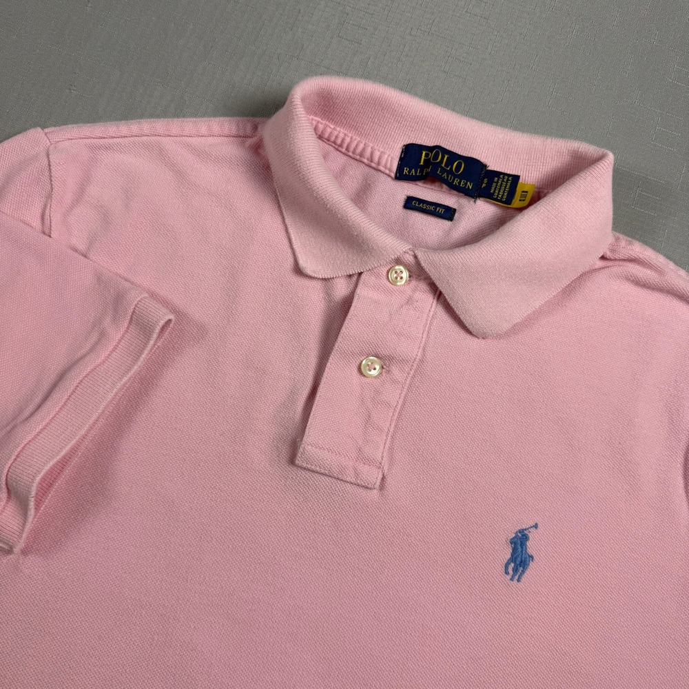 Polo Ralph Lauren Classic Fit Pink Cotton Pique Polo Shirt Small Blue Pony Logo